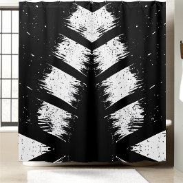Duschvorhang aus schwarzem und weißem Blumenmuster