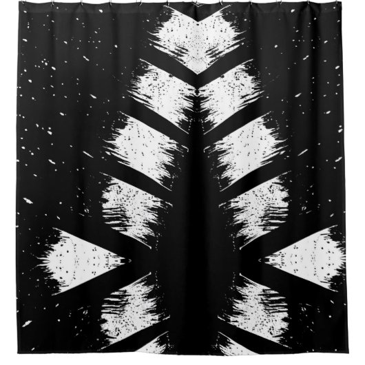 Duschvorhang aus schwarzem und weißem Blumenmuster (Vorderseite)