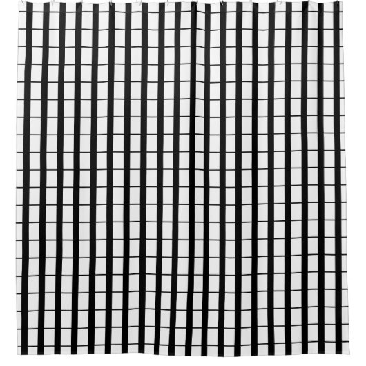 Duschvorhang aus schwarzem und weißem Gitter (Vorderseite)