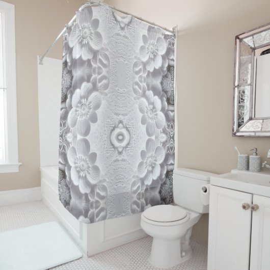 Duschvorhang aus weißem Blumen (Beispiel)