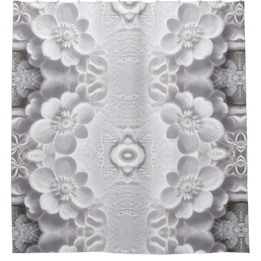 Duschvorhang aus weißem Blumen (Vorderseite)