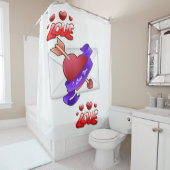 Duschvorhang aus weißem Valentinstag in Liebe (Beispiel)