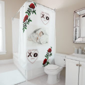 Duschvorhang aus weißem Valentinstag Liebe (Beispiel)