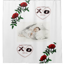 Duschvorhang aus weißem Valentinstag Liebe