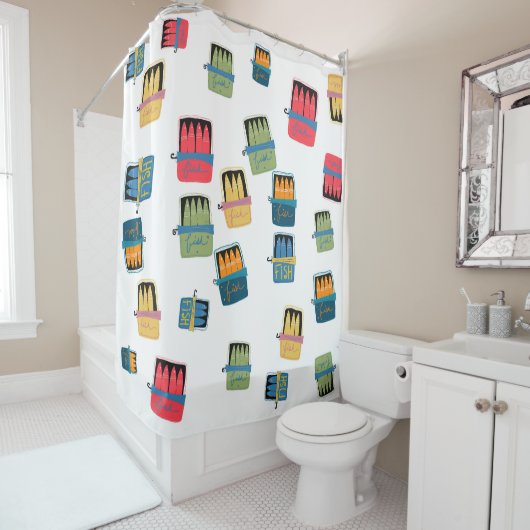 Duschvorhang aus Zinnfischen (Beispiel)