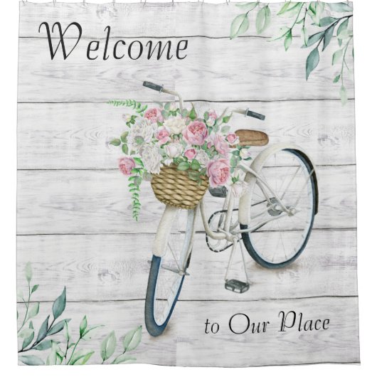 Duschvorhang Begrüßungsfahrrad (Vorderseite)