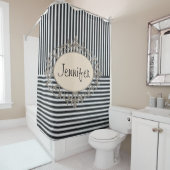 Duschvorhang Beige schwarzer Streifen (Beispiel)