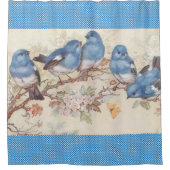Duschvorhang Bird Blue Vintag (Vorderseite)