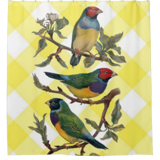 Duschvorhang Bird Gelb (Vorderseite)