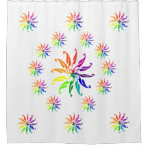 Duschvorhang - Blätter des Farbrads im Kreis