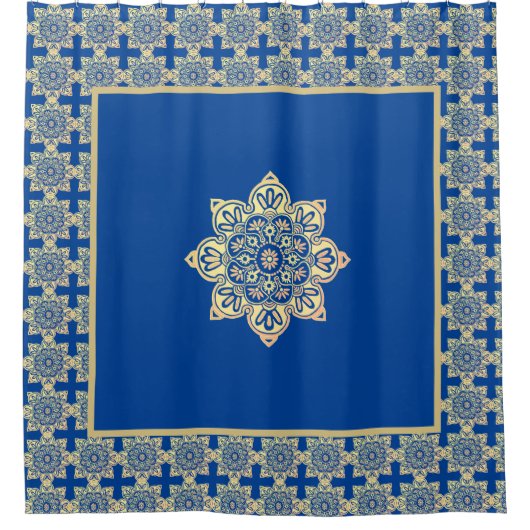 Duschvorhang blau und goldene Medaille (Vorderseite)