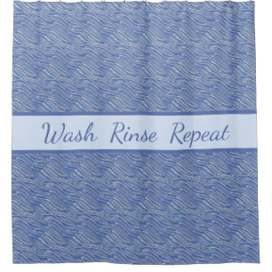 Duschvorhang Blauer Wassertext,