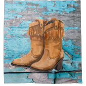 Duschvorhang Blue Wood Stall Stiefel Land R (Vorderseite)