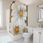 Duschvorhang Blume Weiß Schwarz Orange (Beispiel)