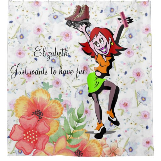 Duschvorhang Blumen Skaten Spaß machen (Vorderseite)