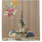 Duschvorhang Blumengesteine Beige (Vorderseite)