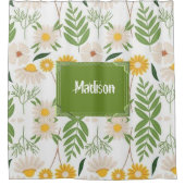 Duschvorhang Blumengrün Monogramm (Vorderseite)