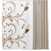 Duschvorhang brauner Blumenstreifen (Vorderseite)