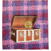 Duschvorhang Brust Lila Rosa Kariert (Vorderseite)