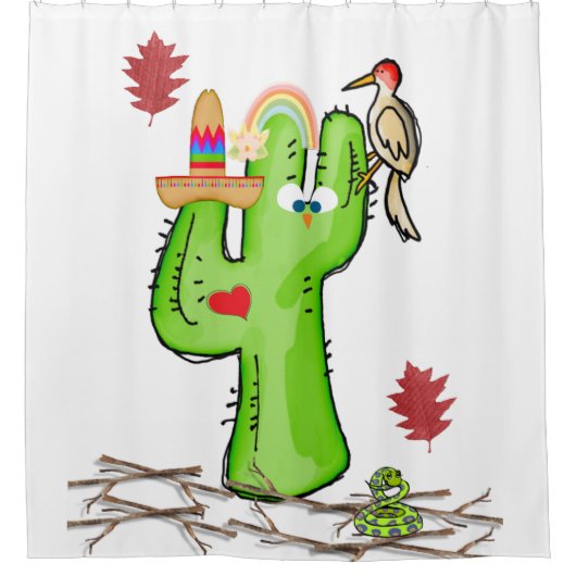 Duschvorhang Cactus Bird (Vorderseite)