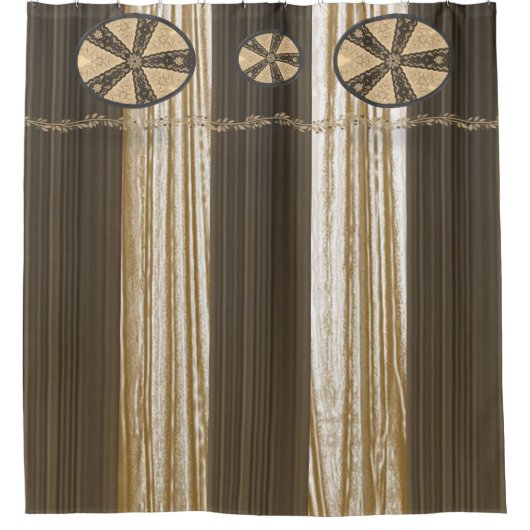 Duschvorhang Circular beige braune Streifen (Vorderseite)