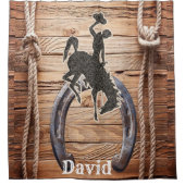 Duschvorhang Country Cowboy Wood Rope Horse Shoe (Vorderseite)