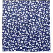 Duschvorhang (Deep Blue and White Floral) (Vorderseite)