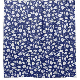 Duschvorhang (Deep Blue and White Floral)