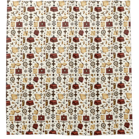 Duschvorhang der Dunklen Akademie - Vintage Elegan (Vorderseite)