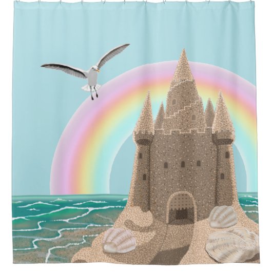 Duschvorhang der Sandcastle-Seemöwe (Regenbogen) (Vorderseite)
