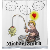 Duschvorhang Fischer Fischfang Fischwolken (Vorderseite)