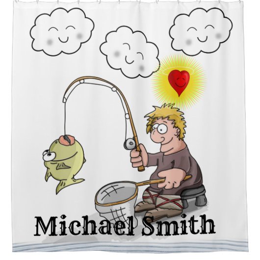 Duschvorhang Fischer Fischfang Fischwolken (Vorderseite)