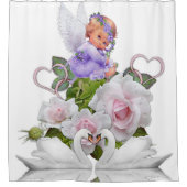 Duschvorhang Floral Engel Weiße Schwäne (Vorderseite)
