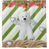 Duschvorhang Floral White Teddy Bär (Vorderseite)