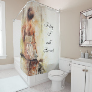 Duschvorhang Frau auf der Bank Heute Erfolg