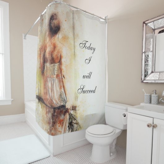 Duschvorhang Frau auf der Bank Heute Erfolg (Beispiel)