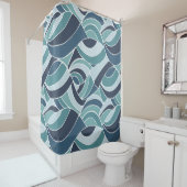 Duschvorhang für aquamarine und blaue Ozeanwellen (Beispiel)