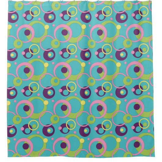 Duschvorhang für Funky Blue Circles (Vorderseite)