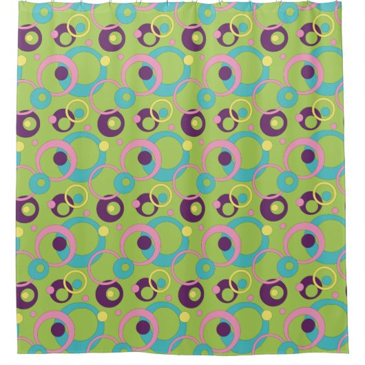 Duschvorhang für Funky Green Circles (Vorderseite)