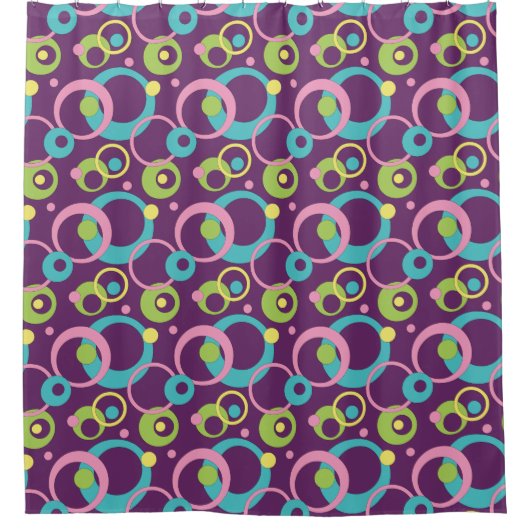 Duschvorhang für Funky Lila Circles (Vorderseite)