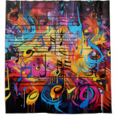 Duschvorhang für Graffiti-Musikanweisungen (Vorderseite)