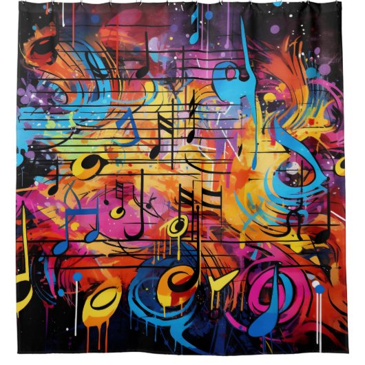 Duschvorhang für Graffiti-Musikanweisungen (Vorderseite)