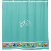 Duschvorhang für Muscheln und Streifen (Vorderseite)