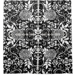 Duschvorhang für Schwarz-weiße Blumenarten und Kun