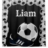 Duschvorhang Fußball Balls schwarz (Vorderseite)