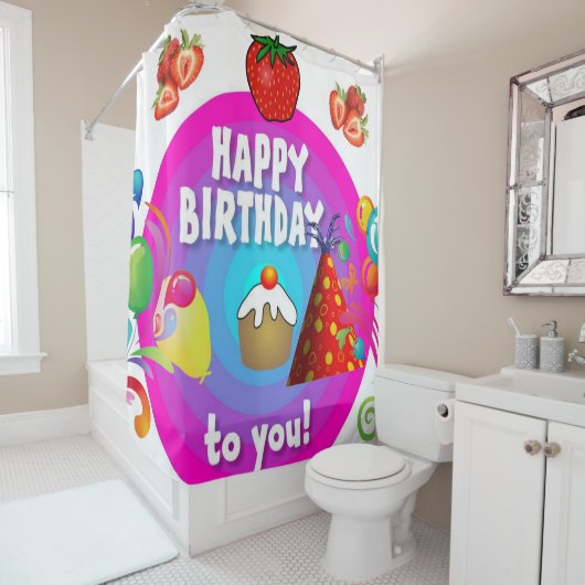Duschvorhang glücklich Geburtstag (Beispiel)