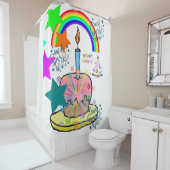 Duschvorhang glücklich Geburtstag Regenbogen (Beispiel)