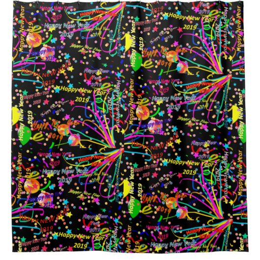 Duschvorhang glücklich Neues Jahr 2019 (Vorderseite)