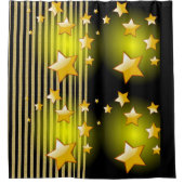 Duschvorhang Gold und schwarze Sterne Streifen (Vorderseite)