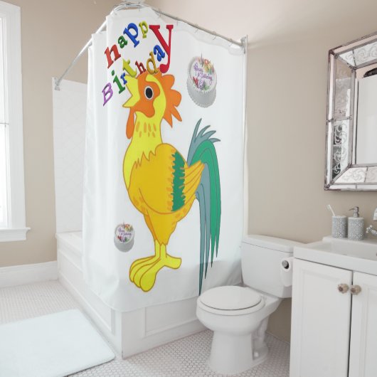 Duschvorhang Happy Birthday Rooster (Beispiel)